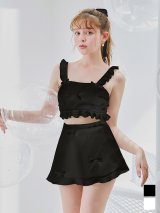 【予約 / 6月中旬発送予定】【ビキニ】【水着】立体リボンフリルスカートビキニ  3点セット [YMT]