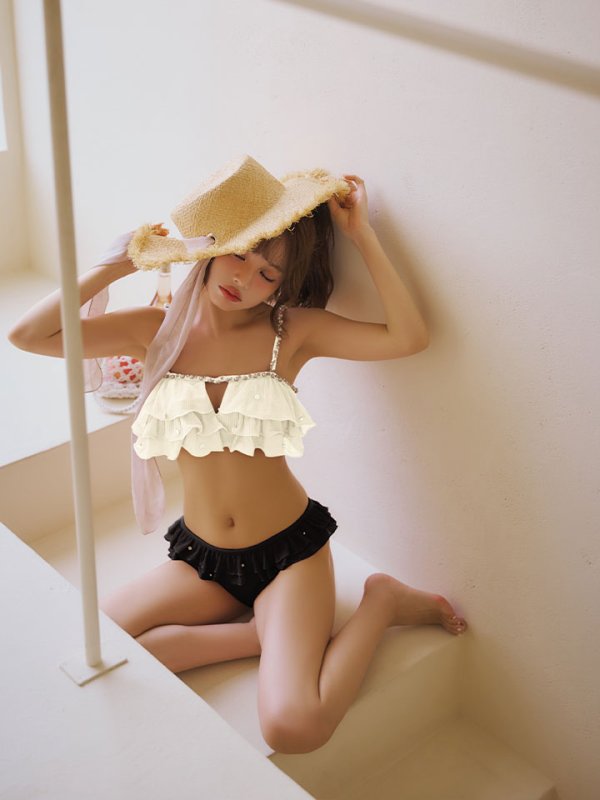 画像26: 【一部予約商品/6月上旬発送予定】【ビキニ】【水着】 ガーリーフリル×ビスチェ セットアップ ビキニ 2点セット[FB01]