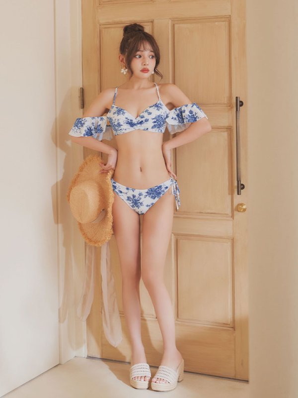 画像4: 【ビキニ】【水着】オフショル花柄リゾートビキニ 2点セット [FB01]【予約 / 6月中旬発送予定】