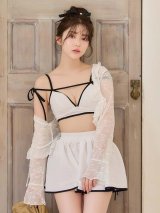 【ビキニ】【水着】パイピングフレアスカート付きビキニ 3点セット 3点セット[FB01]【予約 /6月上旬発送予定】