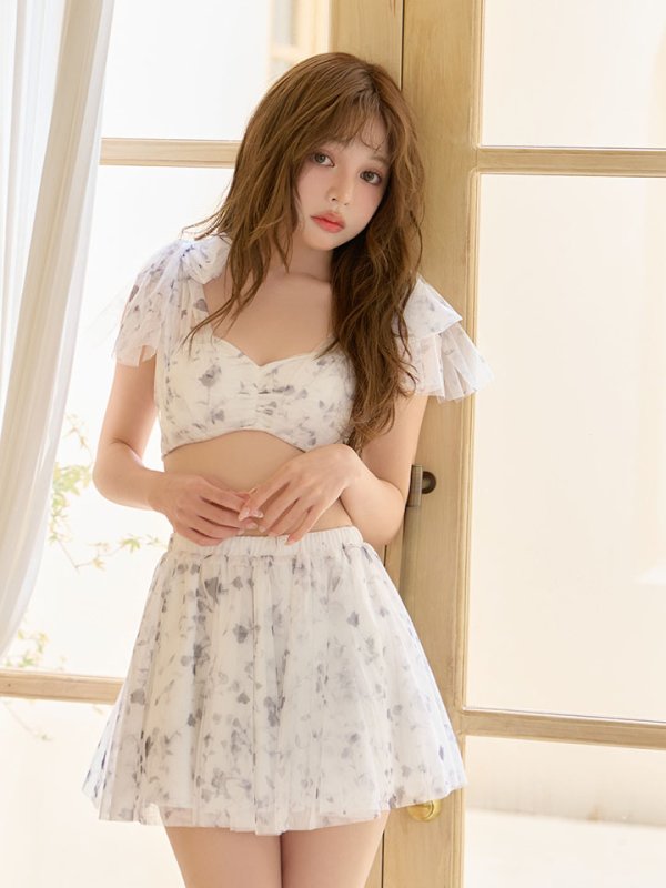 画像20: 【ビキニ】【水着】フラワーモチーフシアーリボンビキニ 3点セット [FB01]【予約 / 6月上旬発送予定】