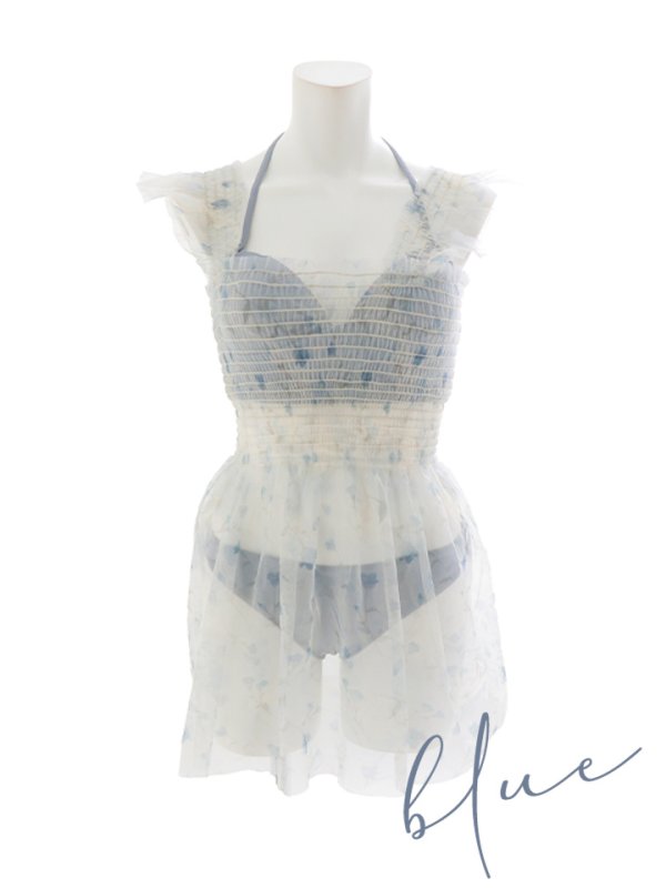 画像34: 【ビキニ】【水着】チュール花柄トップス付きビキニ 3点セット [FB01]【予約 / 6月上旬発送予定】