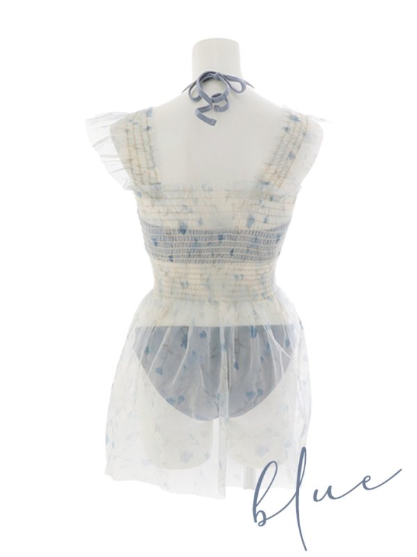 画像35: 【ビキニ】【水着】チュール花柄トップス付きビキニ 3点セット [FB01]【予約 / 6月上旬発送予定】