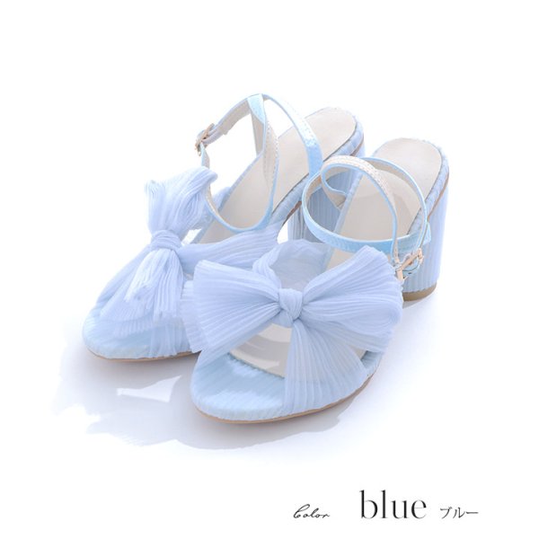 画像4: 【即日発送】【水着小物：ビーチサンダル】シフォンリボン/ ストラップ付きヒールサンダル[YMT]