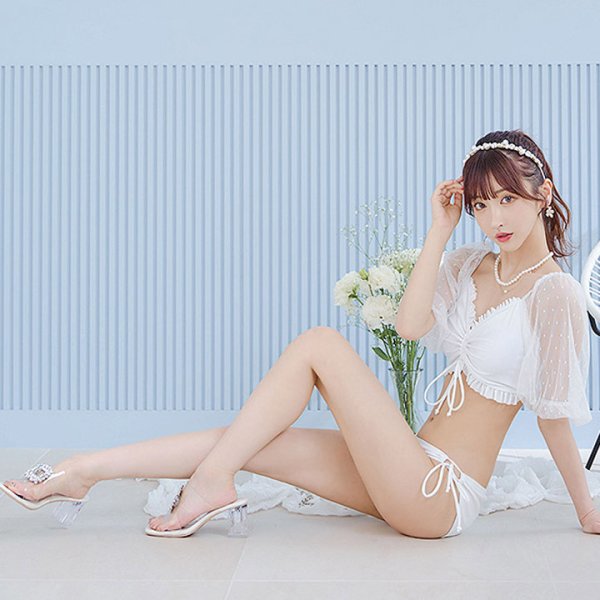 画像3: 【即日発送】【水着小物：ビーチサンダル】ビジューモチーフ付き/ クリアヒールサンダル[FB01]