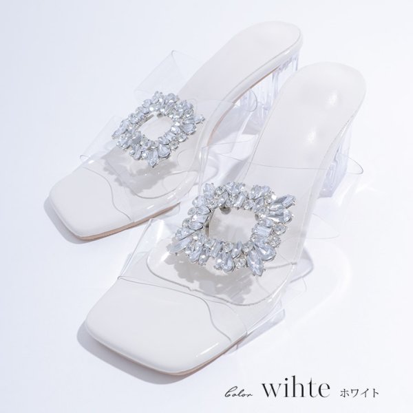 画像4: 【即日発送】【水着小物：ビーチサンダル】ビジューモチーフ付き/ クリアヒールサンダル[FB01]