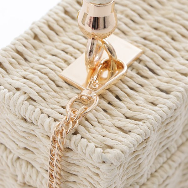 画像11: 【即日発送】【ビキニ】【水着小物：ビーチバッグ】ショルダーチェーン付き/ ランタン編み/ スクエアかごバッグ[YMT]