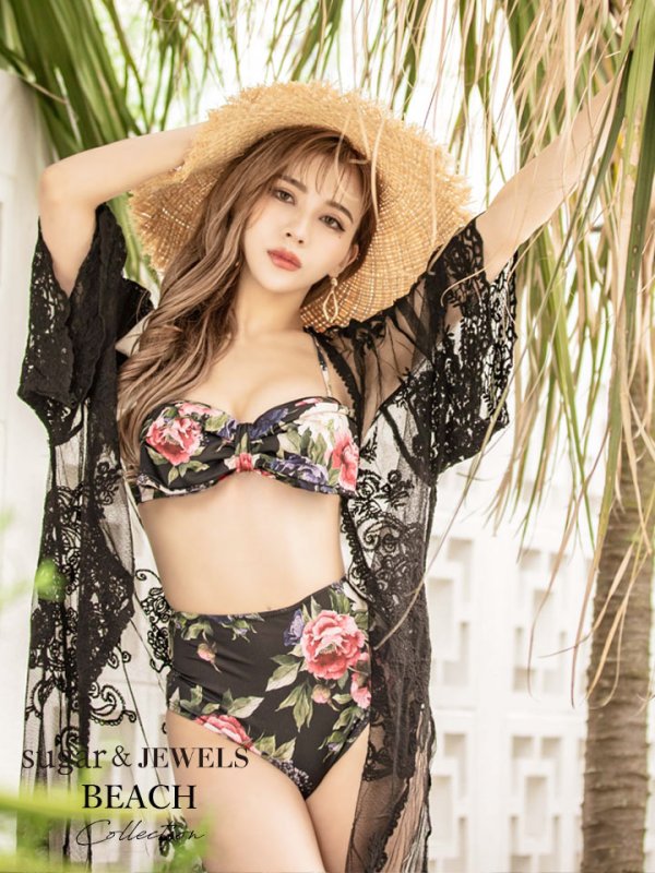 画像7: 【即日発送】【ビキニ】【水着小物：カーディガン】ロングスリーブレースカーディガン[YMT]