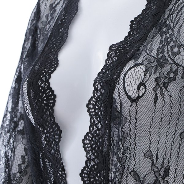 画像4: 【即日発送】【ビキニ】【水着小物：カーディガン】リボン付きロングスリーブレースカーディガン[YMT]