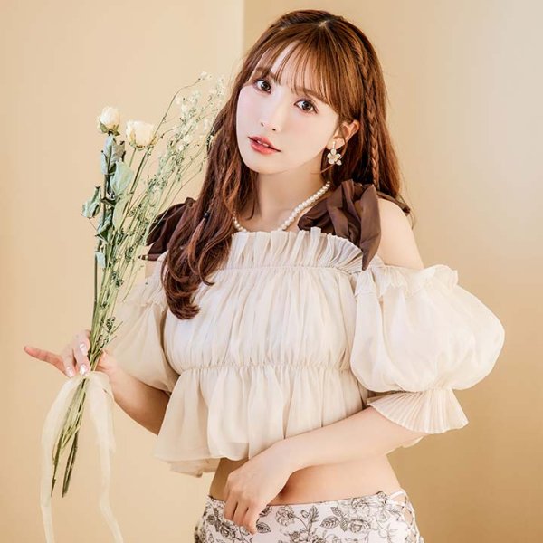 画像7: 【即日発送】【水着小物：カーディガン】シャーリング/オフショルトップス[YMT]