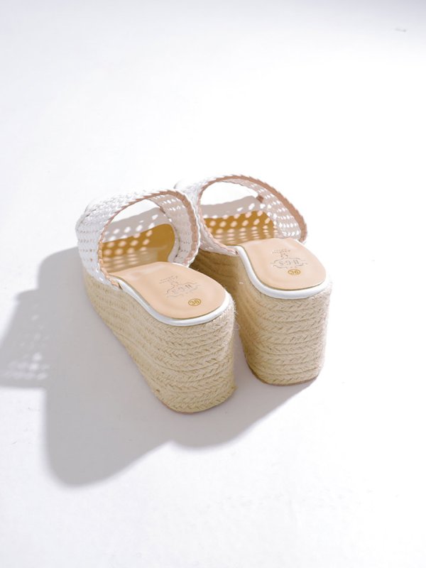 画像5: 【即日発送】【水着小物：ビーチサンダル】ナチュラル編み込みウェッジサンダル