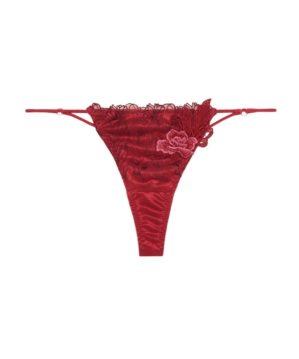 フェザーセレステ エンブロイダリーレース Tバック：レッド