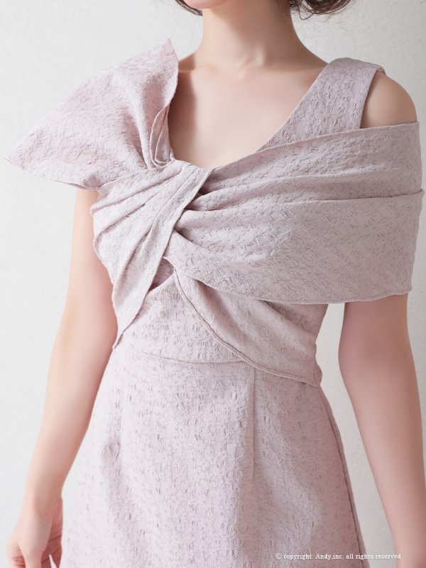 画像5: 【Andy ANDY Fashion Press 14 COLLECTION 04】ジャガード/ ワンカラー/ デコルテクロスリボン/ アシンメトリー/ フレア/ Aライン/ 台形スカート/ ミニドレス/ キャバドレス[OF05]