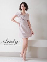 【Andy ANDY Fashion Press 14 COLLECTION 04】ジャガード/ ワンカラー/ デコルテクロスリボン/ アシンメトリー/ フレア/ Aライン/ 台形スカート/ ミニドレス/ キャバドレス[OF05]