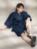 画像3: 【即日発送】【メンズ甚平】ネイビー地に白縞模様甚平  【甚平・下駄セット】[YMT]