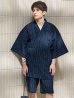 画像6: 【即日発送】【メンズ甚平】ネイビー地に白縞模様甚平  【甚平・下駄セット】[YMT]