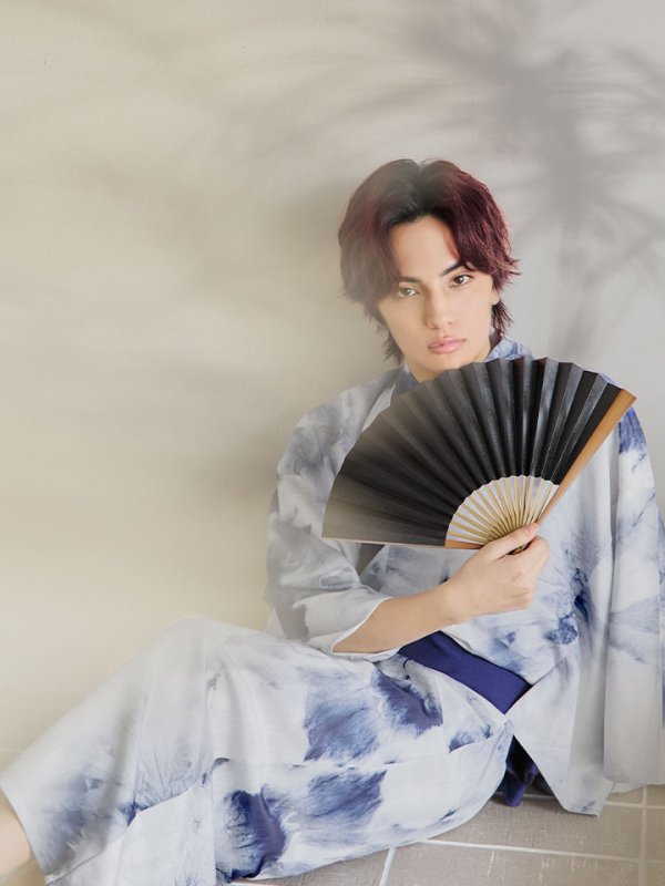 画像18: 【即日発送！】【メンズ浴衣】ブルー絞り柄タイダイ浴衣【浴衣３点セット 浴衣/帯/下駄】[YMT]