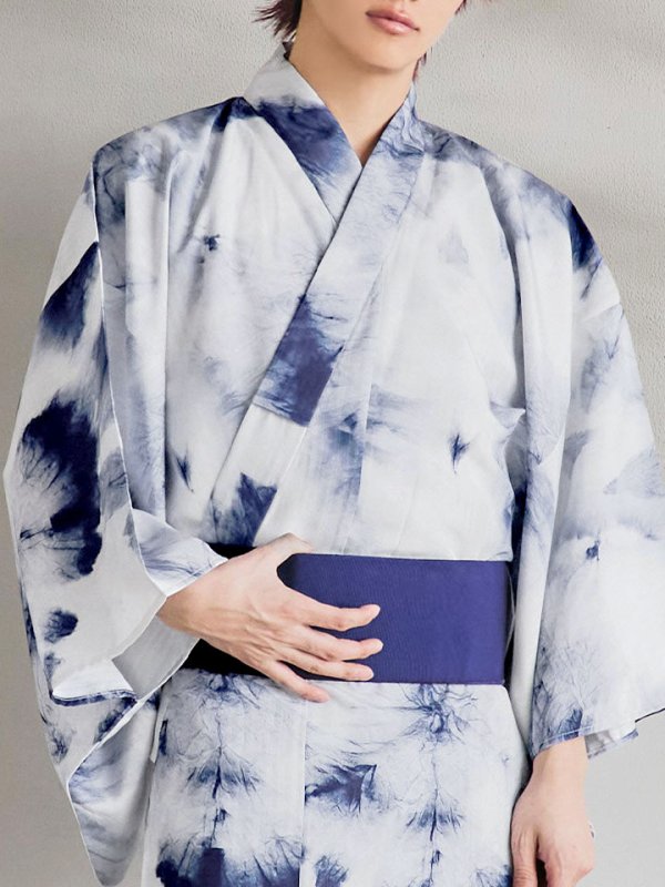画像19: 【即日発送！】【メンズ浴衣】ブルー絞り柄タイダイ浴衣【浴衣３点セット 浴衣/帯/下駄】[YMT]