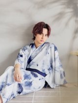 【即日発送！】【メンズ浴衣】ブルー絞り柄タイダイ浴衣【浴衣・帯・下駄セット】 OBI-MS-002-wk-1-BL [YMT]