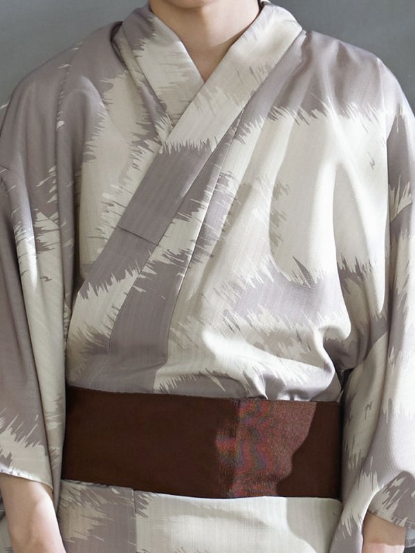 画像17: 【即日発送！】【メンズ浴衣】グレージュモザイク柄浴衣【浴衣３点セット 浴衣/帯/下駄】[YMT]