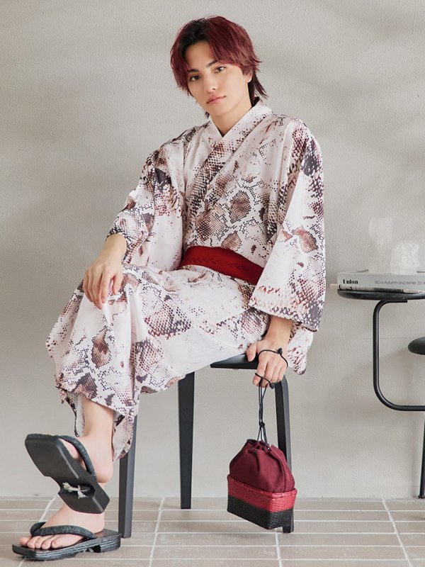 画像9: 【即日発送！】【メンズ浴衣】パイソン柄浴衣【浴衣３点セット 浴衣/帯/下駄】[YMT]