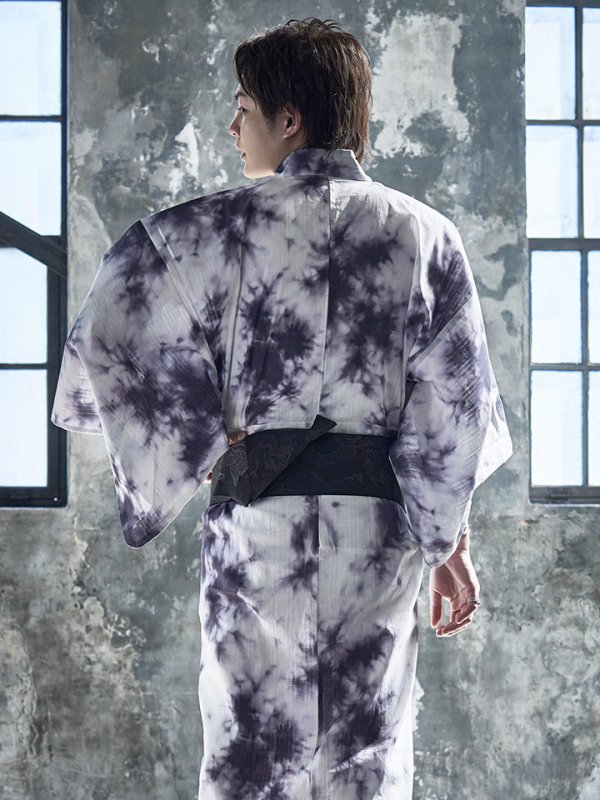 画像5: 【即日発送】【浴衣セット】タイダイ柄メンズ浴衣 【浴衣３点セット 浴衣/帯/下駄】[YMT]