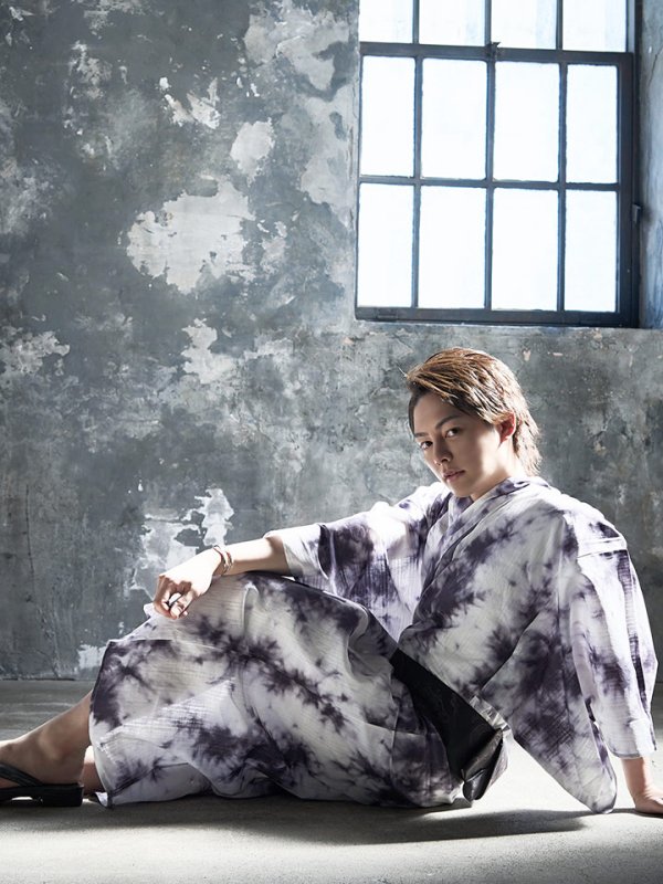 画像6: 【即日発送】【浴衣セット】タイダイ柄メンズ浴衣 【浴衣３点セット 浴衣/帯/下駄】[YMT]