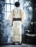 画像6: 【即日発送】【メンズ浴衣】ベージュ麻の葉柄【浴衣３点セット 浴衣/帯/下駄】[FB03] (6)
