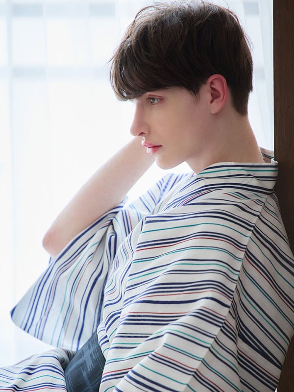 画像13: 【即日発送】【メンズ浴衣】白地にスタイリッシュなストライプ紳士浴衣【浴衣３点セット 浴衣/帯/下駄】[YMT]