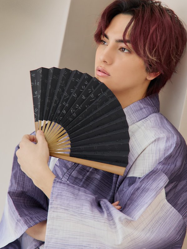 画像12: 【即日発送】【メンズ浴衣】濃淡紫地にボーダーデザインの紳士浴衣【浴衣３点セット 浴衣/帯/下駄】[FB03]
