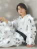 画像2: 【即日発送！】【メンズ浴衣】大理石×モノトーンフェザー浴衣【浴衣３点セット 浴衣/帯/下駄】OBI-MS-001-ok-1-NV [YMT] (2)