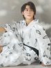 画像3: 【即日発送！】【メンズ浴衣】大理石×モノトーンフェザー浴衣【浴衣３点セット 浴衣/帯/下駄】OBI-MS-001-ok-1-NV [YMT]