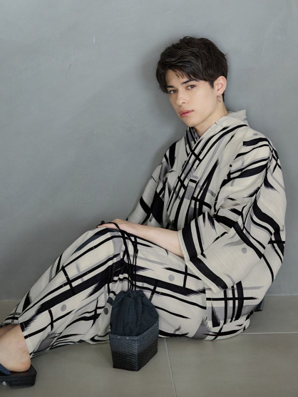 画像11: 【即日発送】【メンズ浴衣】ストライプ地モダン浴衣【浴衣３点セット 浴衣/帯/下駄】[YMT]