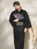画像1: 【即日発送】【メンズ浴衣】しじら漆黒無地浴衣【浴衣３点セット 浴衣/帯/下駄】[YMT] (1)