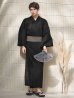 画像4: 【即日発送】【メンズ浴衣】しじら漆黒無地浴衣【浴衣３点セット 浴衣/帯/下駄】[YMT]