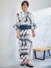 画像4: 【予約 / 5月中旬発送予定】水墨デザイン紳士浴衣 OBI-MS-003-wk-2-NV / SEI-GETA-MS-32-ok-1-B [yog/YMT]
