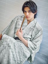 【予約 / 5月中旬発送予定】グレイッシュニュアンス紳士浴衣 OBI-MS-004-wk-1-B / SEI-GETA-MS-32-ok-1-B [yog/YMT]