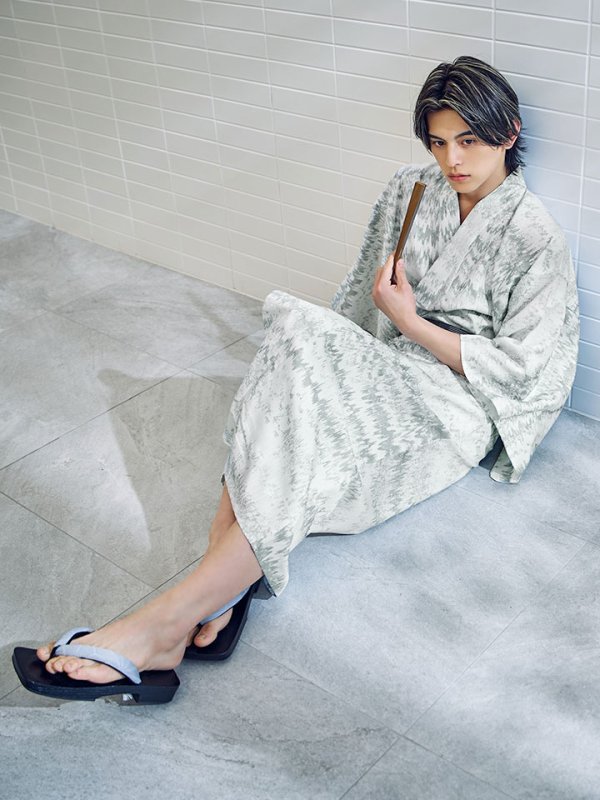 画像6: 【即日発送】グレイッシュニュアンス紳士浴衣 【浴衣３点セット 浴衣/帯/下駄】[YMT]