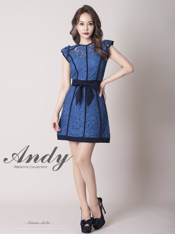 画像2: 【Andy ANDY Fashion Press 12 COLLECTION 02】フラワーレース/ リボンベルト風/ シアー/ ハイネック/ 台形スカート/ ミニドレス/ キャバドレス[OF05]