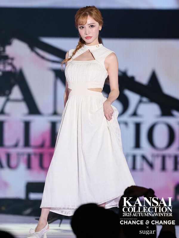 画像3: 【菜々子/関西コレクション着用】XS-Lサイズあり【DEA./ディア】バストオープンカット/ ウエストスリット/ チェック/ フレア/ ロング/ ミディアムドレス/ キャバドレス[OF08]