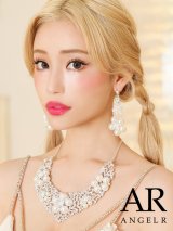 【アクセサリー：セット】【ANGEL R/エンジェルアール】フラワービッグパールビジューネックレス＆ピアスセット[OF02]