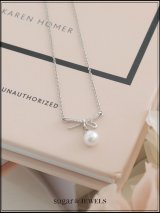 【アクセサリー：ネックレス】ビジューリボンパールネックレス【1カラー】[OF02] 