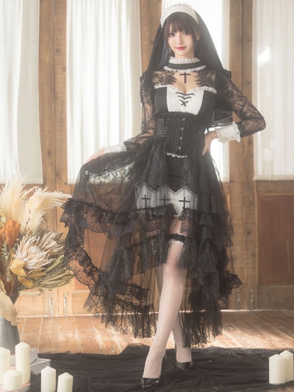 画像5: 【即日発送】桜咲乃愛ちゃんコラボ ゴシックシスターコスプレセット【sugar nineハロウィン5点セット】【4サイズ/1カラー】【OF01】