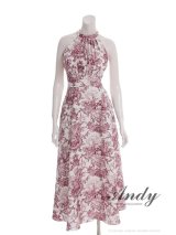 XSサイズあり【ANDY/アンディ】ハイネック/ アメスリ/ クラシカルプリント/ シフォン/ フレア/ ロングドレス/ ワンピース/ キャバドレス[OF05]