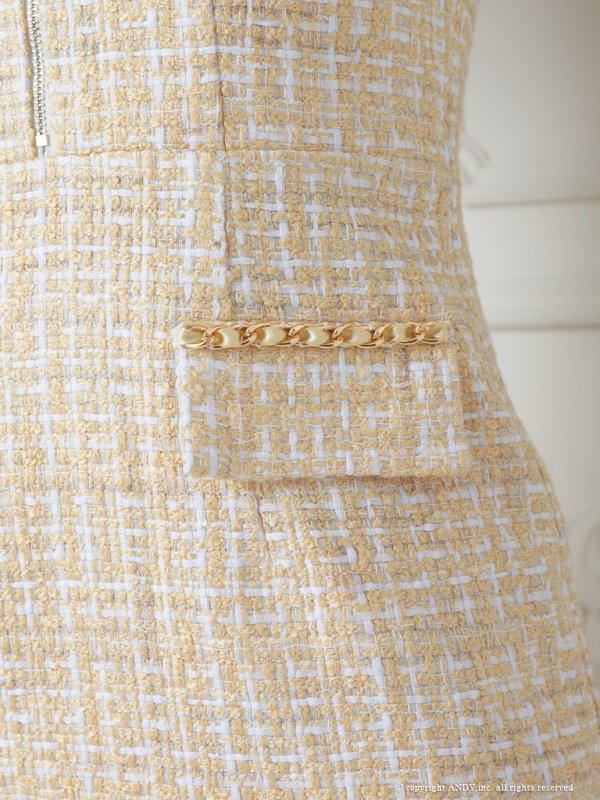 画像29: 【an/アン】ツイード/ フロントジップ/ マーメイド/ ノースリーブ/ チェーンリボン/ ワンピース/ ミニドレス/ キャバドレス[OF05]