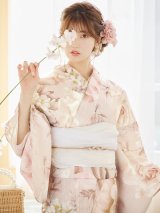 【即日発送！】くすみピンクスウィート浴衣 OBI-siwa-200-kj-13-OW / HIMO-900-yn-8-P / HEKO-800-sb-5-WH / YA-74-kn-P / GETA-01-kj-7-P [YMT]