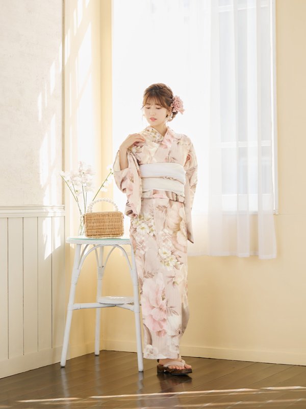 画像10: 【即日発送！】くすみピンクスウィート浴衣【浴衣３点セット 浴衣/帯/下駄】[YMT]