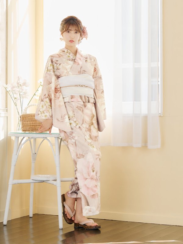 画像12: 【即日発送！】くすみピンクスウィート浴衣【浴衣３点セット 浴衣/帯/下駄】[YMT]