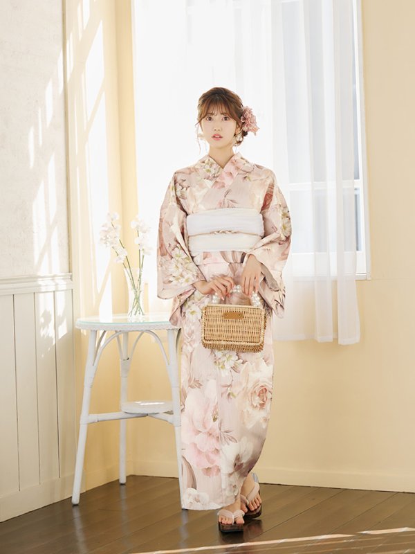画像5: 【即日発送！】くすみピンクスウィート浴衣【浴衣３点セット 浴衣/帯/下駄】[YMT]