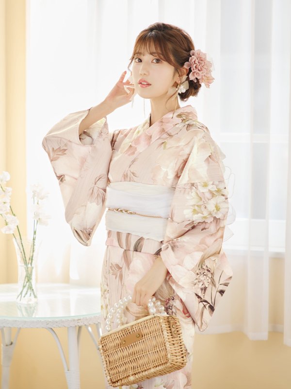 画像9: 【即日発送！】くすみピンクスウィート浴衣【浴衣３点セット 浴衣/帯/下駄】[YMT]
